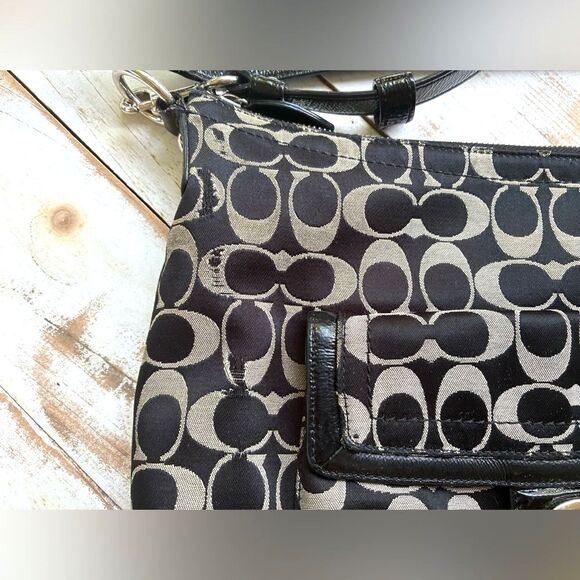 COACH Penelope signature sateen shoulder bag Y2K jacquard canvas 